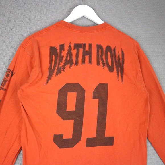 Death Row Records 91 Logo Rap Longsleeve Orange Mens Medium Streetwear - Picture 6 of 6